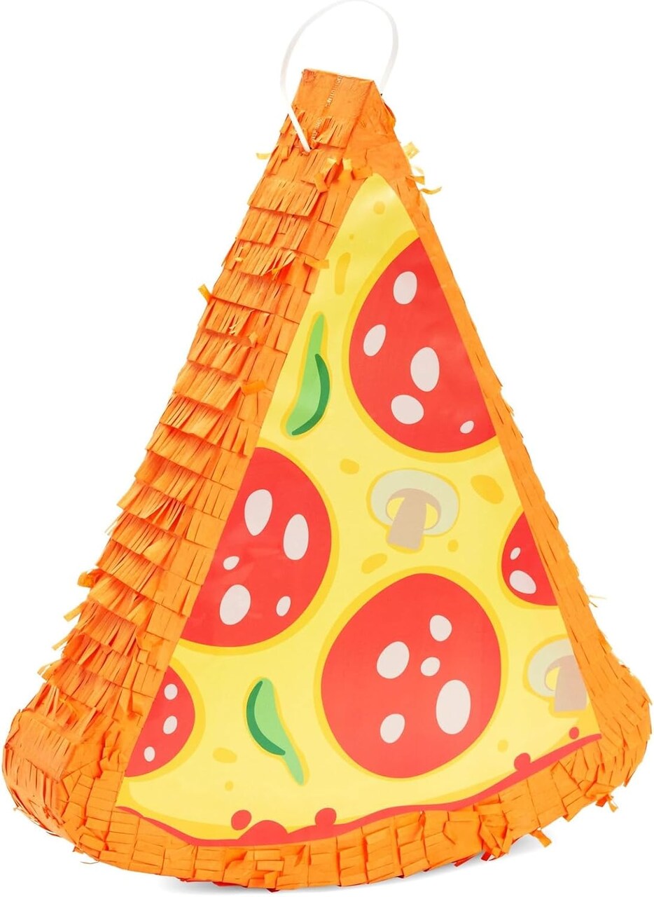 Pizza Pinata - Food Themed Birthday Party Decorations, Table Centerpiece (Small, 16.5 x 13.5 x 3 in)